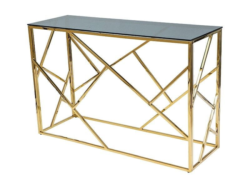 Veneti Dizajnový konzolový stolík PIM 1 - sklo / zlatý